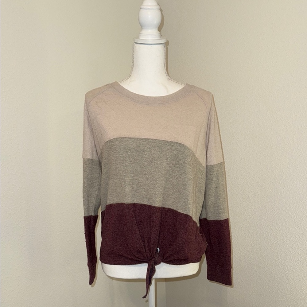 Nine Britton Araya Tie Front Brushed Knit Top